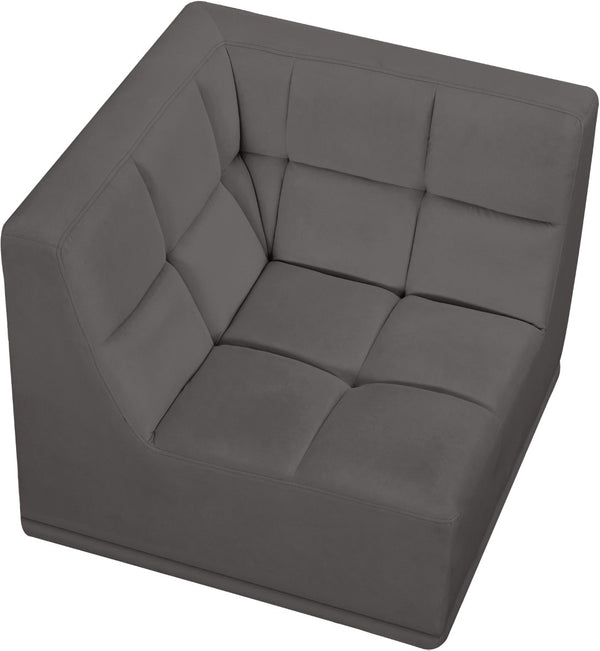 Relax Velvet / Engineered Wood / Foam Contemporary Grey Velvet Corner Chair - 34" W x 34" D x 31" H