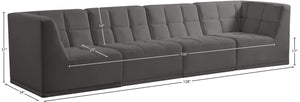 Relax Velvet / Engineered Wood / Foam Contemporary Grey Velvet Modular Sofa - 128" W x 34" D x 31" H
