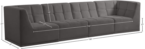 Relax Velvet / Engineered Wood / Foam Contemporary Grey Velvet Modular Sofa - 128" W x 34" D x 31" H