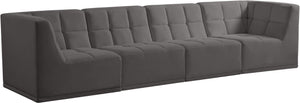 Relax Velvet / Engineered Wood / Foam Contemporary Grey Velvet Modular Sofa - 128" W x 34" D x 31" H
