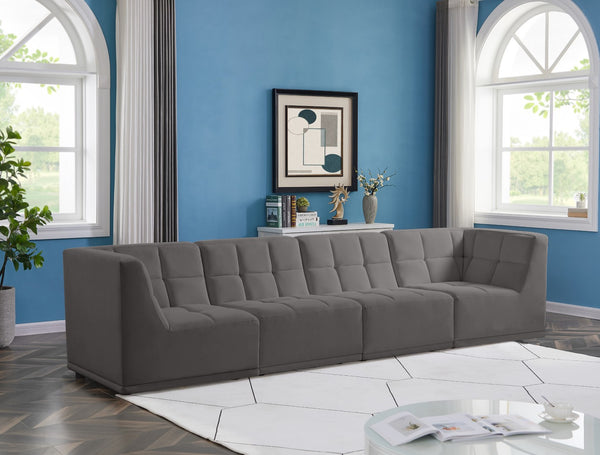 Relax Velvet / Engineered Wood / Foam Contemporary Grey Velvet Modular Sofa - 128" W x 34" D x 31" H
