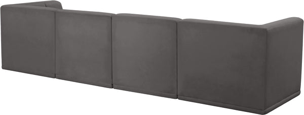 Relax Velvet / Engineered Wood / Foam Contemporary Grey Velvet Modular Sofa - 128" W x 34" D x 31" H