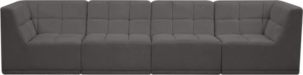 Relax Velvet / Engineered Wood / Foam Contemporary Grey Velvet Modular Sofa - 128" W x 34" D x 31" H