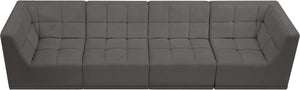 Relax Velvet / Engineered Wood / Foam Contemporary Grey Velvet Modular Sofa - 128" W x 34" D x 31" H