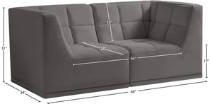 Relax Velvet / Engineered Wood / Foam Contemporary Grey Velvet Modular Sofa - 68" W x 34" D x 31" H