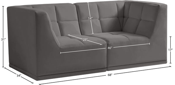 Relax Velvet / Engineered Wood / Foam Contemporary Grey Velvet Modular Sofa - 68" W x 34" D x 31" H