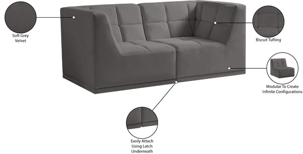 Relax Velvet / Engineered Wood / Foam Contemporary Grey Velvet Modular Sofa - 68" W x 34" D x 31" H