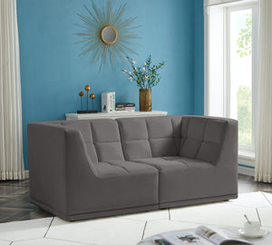 Relax Velvet / Engineered Wood / Foam Contemporary Grey Velvet Modular Sofa - 68" W x 34" D x 31" H