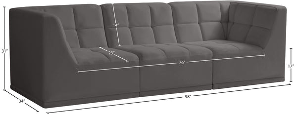 Relax Velvet / Engineered Wood / Foam Contemporary Grey Velvet Modular Sofa - 98" W x 34" D x  31" H