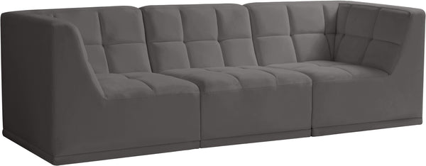 Relax Velvet / Engineered Wood / Foam Contemporary Grey Velvet Modular Sofa - 98" W x 34" D x  31" H