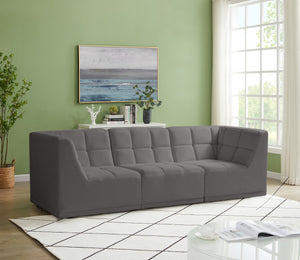 Relax Velvet / Engineered Wood / Foam Contemporary Grey Velvet Modular Sofa - 98" W x 34" D x  31" H