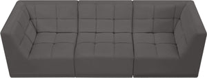 Relax Velvet / Engineered Wood / Foam Contemporary Grey Velvet Modular Sofa - 98" W x 34" D x  31" H
