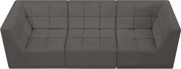 Relax Velvet / Engineered Wood / Foam Contemporary Grey Velvet Modular Sofa - 98" W x 34" D x  31" H