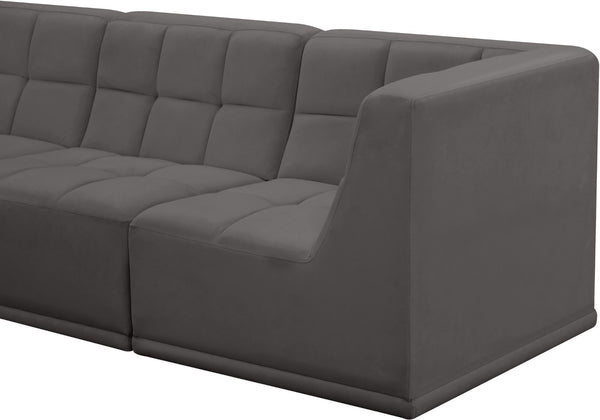 Relax Velvet / Engineered Wood / Foam Contemporary Grey Velvet Modular Sofa - 98" W x 34" D x  31" H