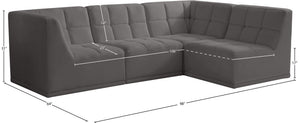 Relax Velvet / Engineered Wood / Foam Contemporary Grey Velvet Modular Sectional - 98" W x 64" D x 31" H