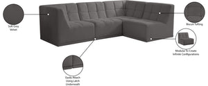 Relax Velvet / Engineered Wood / Foam Contemporary Grey Velvet Modular Sectional - 98" W x 64" D x 31" H