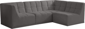 Relax Velvet / Engineered Wood / Foam Contemporary Grey Velvet Modular Sectional - 98" W x 64" D x 31" H