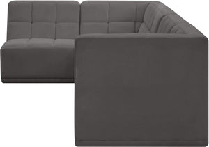 Relax Velvet / Engineered Wood / Foam Contemporary Grey Velvet Modular Sectional - 98" W x 64" D x 31" H