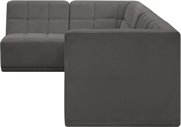 Relax Velvet / Engineered Wood / Foam Contemporary Grey Velvet Modular Sectional - 98" W x 64" D x 31" H