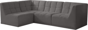 Relax Velvet / Engineered Wood / Foam Contemporary Grey Velvet Modular Sectional - 98" W x 64" D x 31" H