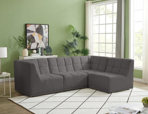 Relax Velvet / Engineered Wood / Foam Contemporary Grey Velvet Modular Sectional - 98" W x 64" D x 31" H