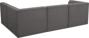 Relax Velvet / Engineered Wood / Foam Contemporary Grey Velvet Modular Sectional - 98" W x 64" D x 31" H