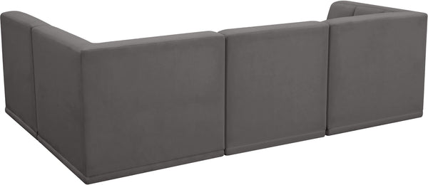 Relax Velvet / Engineered Wood / Foam Contemporary Grey Velvet Modular Sectional - 98" W x 64" D x 31" H