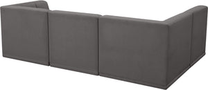 Relax Velvet / Engineered Wood / Foam Contemporary Grey Velvet Modular Sectional - 98" W x 64" D x 31" H