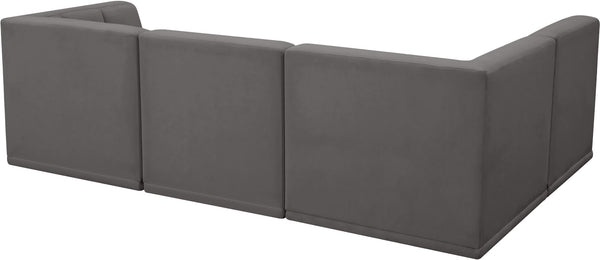 Relax Velvet / Engineered Wood / Foam Contemporary Grey Velvet Modular Sectional - 98" W x 64" D x 31" H