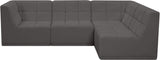 Relax Velvet / Engineered Wood / Foam Contemporary Grey Velvet Modular Sectional - 98" W x 64" D x 31" H