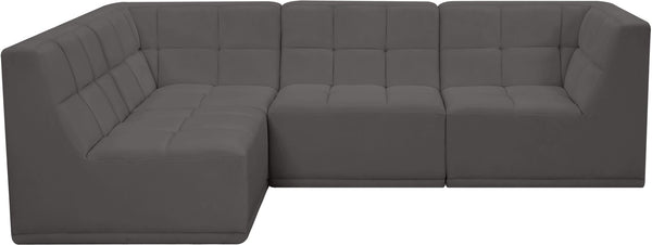 Relax Velvet / Engineered Wood / Foam Contemporary Grey Velvet Modular Sectional - 98" W x 64" D x 31" H