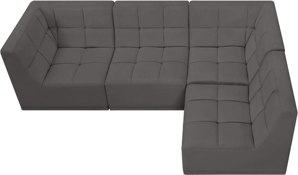 Relax Velvet / Engineered Wood / Foam Contemporary Grey Velvet Modular Sectional - 98" W x 64" D x 31" H