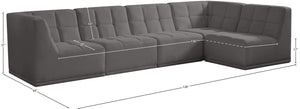 Relax Velvet / Engineered Wood / Foam Contemporary Grey Velvet Modular Sectional - 128" W x 64" D x 31" H