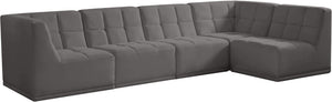 Relax Velvet / Engineered Wood / Foam Contemporary Grey Velvet Modular Sectional - 128" W x 64" D x 31" H