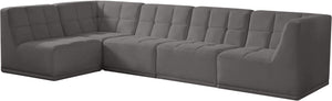 Relax Velvet / Engineered Wood / Foam Contemporary Grey Velvet Modular Sectional - 128" W x 64" D x 31" H