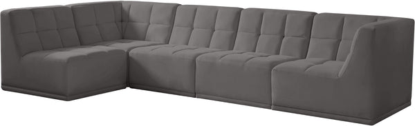 Relax Velvet / Engineered Wood / Foam Contemporary Grey Velvet Modular Sectional - 128" W x 64" D x 31" H
