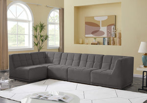 Relax Velvet / Engineered Wood / Foam Contemporary Grey Velvet Modular Sectional - 128" W x 64" D x 31" H
