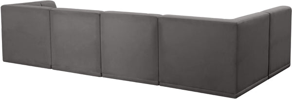 Relax Velvet / Engineered Wood / Foam Contemporary Grey Velvet Modular Sectional - 128" W x 64" D x 31" H