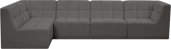 Relax Velvet / Engineered Wood / Foam Contemporary Grey Velvet Modular Sectional - 128" W x 64" D x 31" H