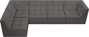 Relax Velvet / Engineered Wood / Foam Contemporary Grey Velvet Modular Sectional - 128" W x 64" D x 31" H