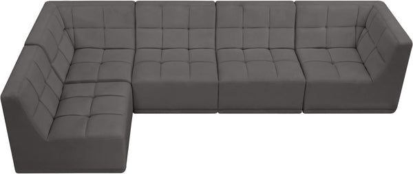 Relax Velvet / Engineered Wood / Foam Contemporary Grey Velvet Modular Sectional - 128" W x 64" D x 31" H