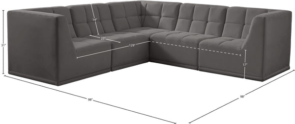 Relax Velvet / Engineered Wood / Foam Contemporary Grey Velvet Modular Sectional - 98" W x 98" D x 31" H