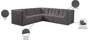 Relax Velvet / Engineered Wood / Foam Contemporary Grey Velvet Modular Sectional - 98" W x 98" D x 31" H