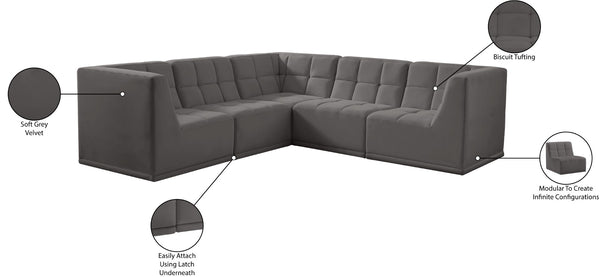 Relax Velvet / Engineered Wood / Foam Contemporary Grey Velvet Modular Sectional - 98" W x 98" D x 31" H