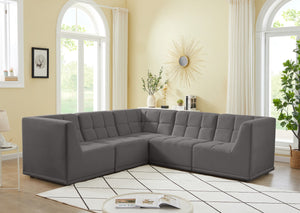 Relax Velvet / Engineered Wood / Foam Contemporary Grey Velvet Modular Sectional - 98" W x 98" D x 31" H