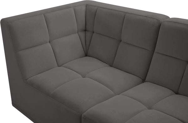 Relax Velvet / Engineered Wood / Foam Contemporary Grey Velvet Modular Sectional - 98" W x 98" D x 31" H