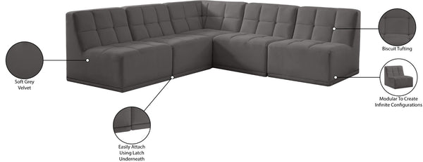 Relax Velvet / Engineered Wood / Foam Contemporary Grey Velvet Modular Sectional - 94" W x 94" D x 31" H