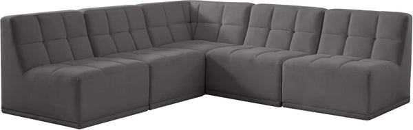 Relax Velvet / Engineered Wood / Foam Contemporary Grey Velvet Modular Sectional - 94" W x 94" D x 31" H