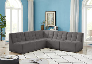 Relax Velvet / Engineered Wood / Foam Contemporary Grey Velvet Modular Sectional - 94" W x 94" D x 31" H
