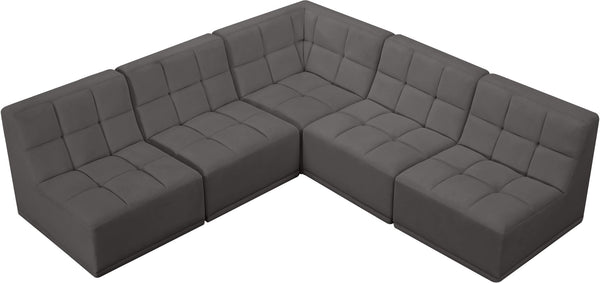 Relax Velvet / Engineered Wood / Foam Contemporary Grey Velvet Modular Sectional - 94" W x 94" D x 31" H